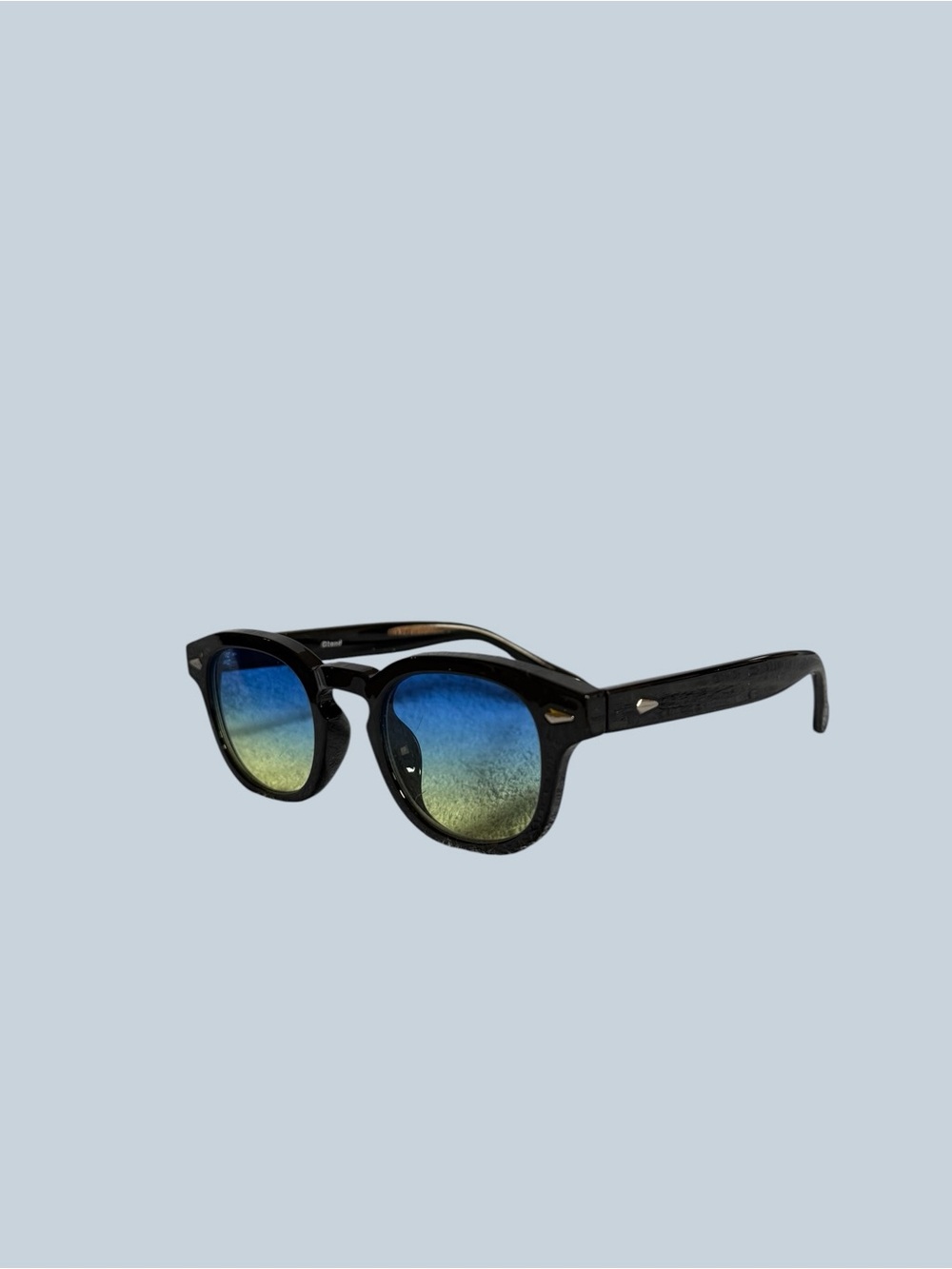 Black Frame Sunglasses with Blue-Green Gradient Lenses - Picture 12 of 12